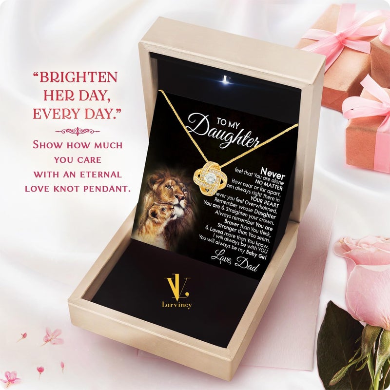 Larvincy To My Daughter Necklace From Dad With Heartfelt Message & Elegant Box, Gifts For Daughter From Father, Beautiful Jewelry Gift From Love Daddy On Graduation, Birthday, Wedding, Christmas - Image 3
